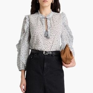 Ulla Johnson Lillian floral-print cotton-gauze blouse Blue/White size 6